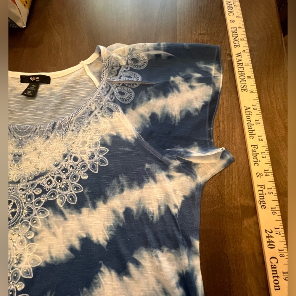 Women's Blue Tie-Dye Top - Picture 5 of 9